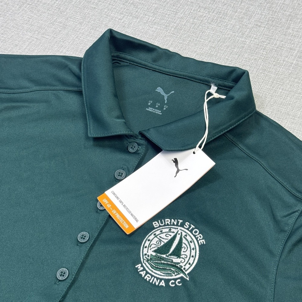 Puma Golf Polo Shirt Burnt‎ Store Marina Womens Medium Green Short Sleeve